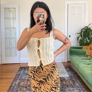 madewell silk midi skirt in tiger stripe